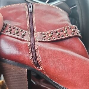 Sofft Burgundy Studded Heeled Boots